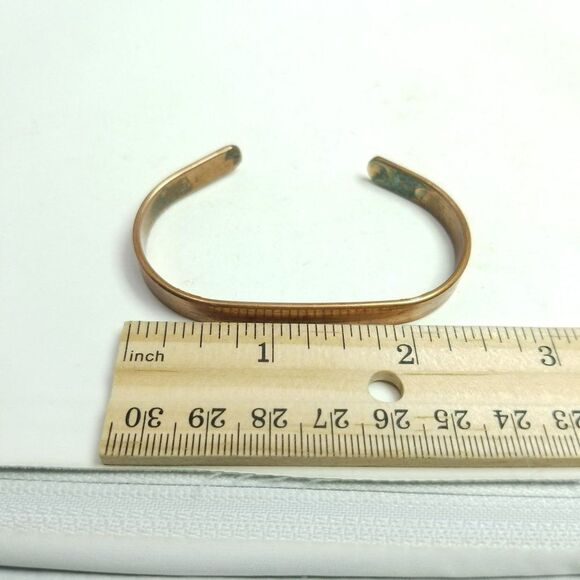 Vintage Hozoni Solid Copper Plain Cuff Bracelet Set of 2, Minimal Stacking - Picture 5 of 6